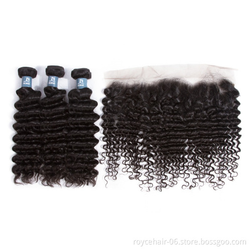 Reliable Quality 9A 10A 11A  Brazilian Virgin Human Hair Bundles And Pre Plucked Lace Frontal Closure 13x4 With Baby Hair